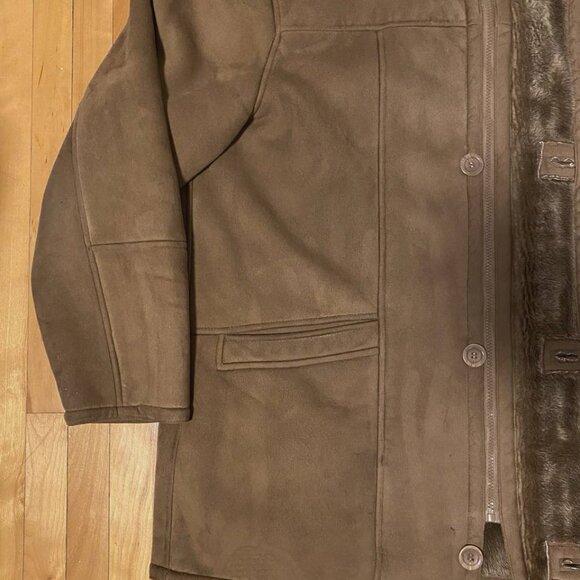 Utex Shearling Jacket faux fur Mens XL Brown Warmer - Picture 7 of 15